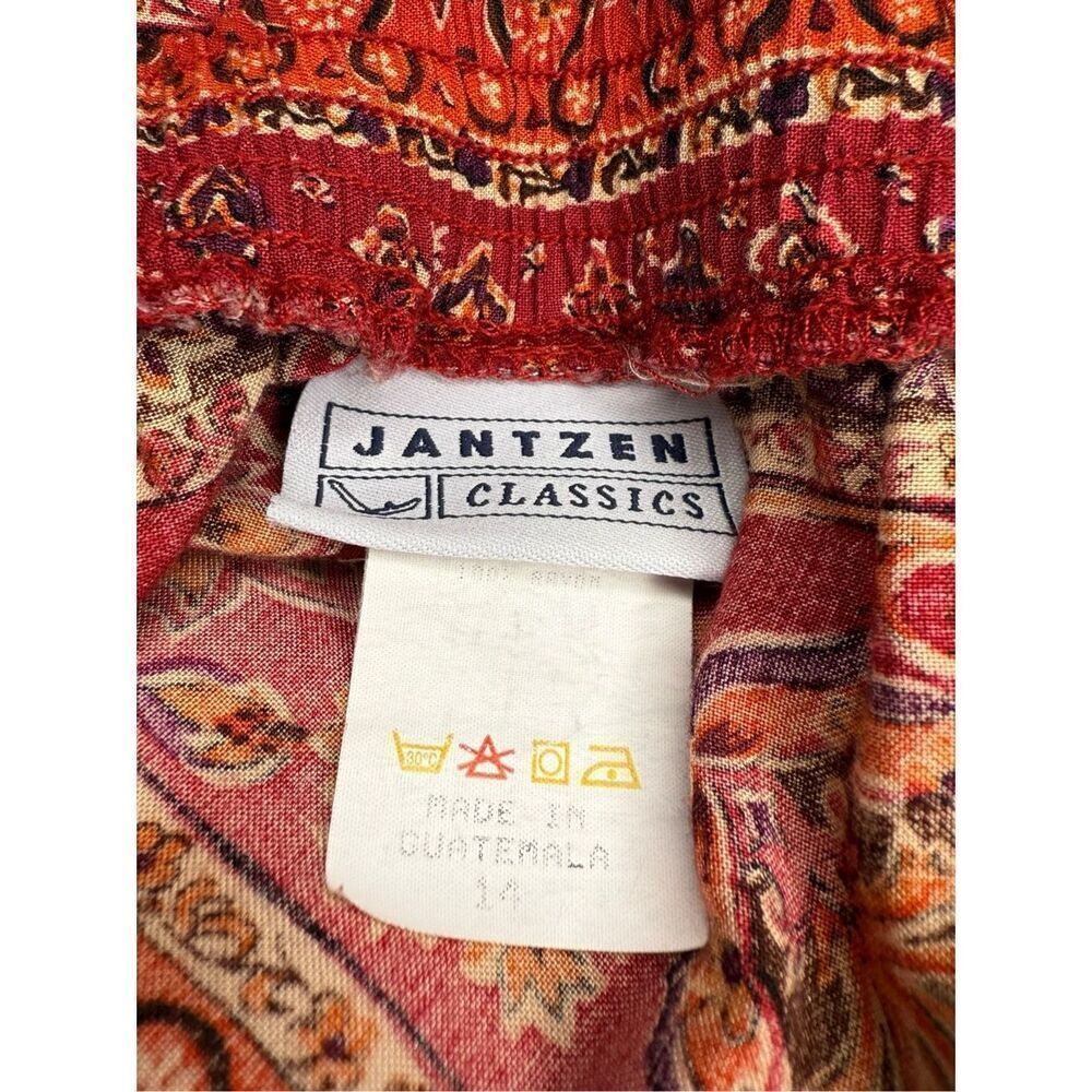 Vintage Jantzen Women’s 14 Midi Skirt Red Purple Floral Hippie Indie Boho 90s - Picture 5 of 6